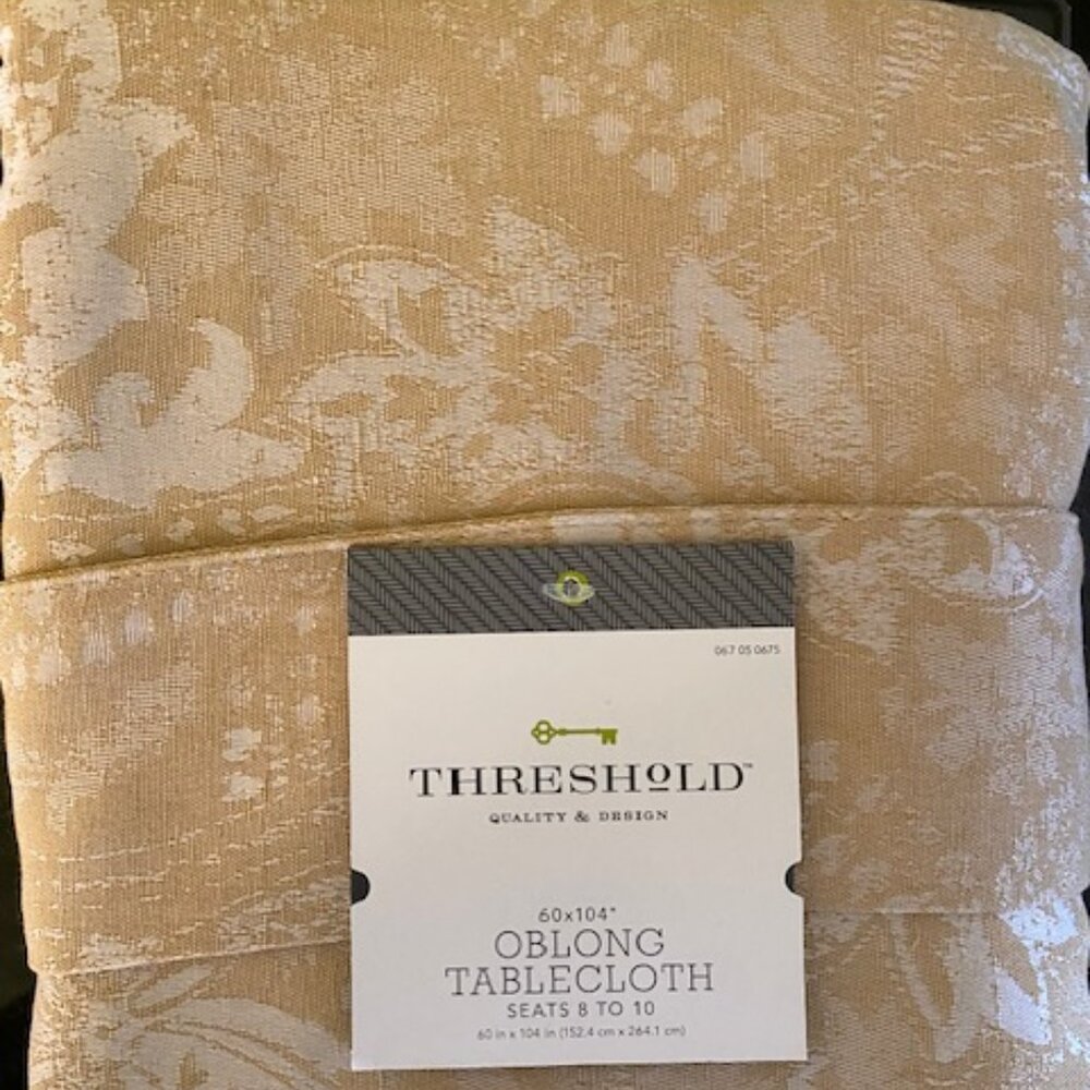 NEW Threshold Oblong Tablecloth 60 X 104 Mustard color - Seats 8-10
